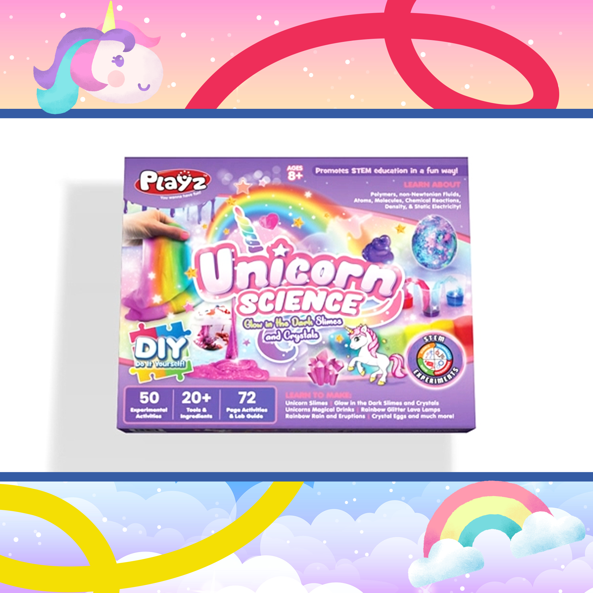 Amazon.com: Playz Unicorn Slime & Crystals 100+ Science